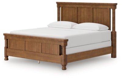 Rowlenstown California King Poster Bed - Light Brown Poster Bed modern furniture Contempo Furniture