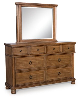 Rowlenstown Dresser and Mirror - Light Brown Dresser &amp; Mirror modern furniture Contempo Furniture