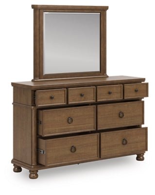 Rowlenstown Dresser and Mirror - Light Brown Dresser &amp; Mirror modern furniture Contempo Furniture