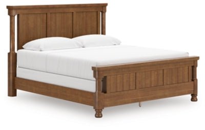 Rowlenstown King Poster Bed - Light Brown Poster Bed modern furniture Contempo Furniture