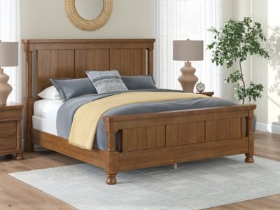Rowlenstown King Poster Bed - Light Brown Poster Bed modern furniture Contempo Furniture