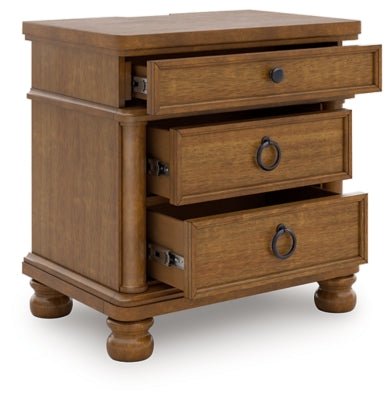 Rowlenstown Nightstand - Light Brown Nightstand w/ Charging Station modern furniture Contempo Furniture