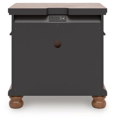Rowlenstown Nightstand - Light Brown Nightstand w/ Charging Station modern furniture Contempo Furniture