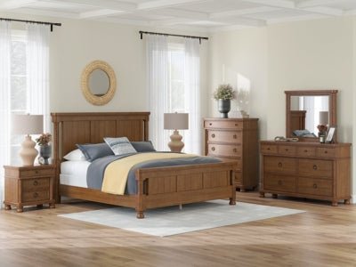 Rowlenstown Nightstand - Light Brown Nightstand w/ Charging Station modern furniture Contempo Furniture