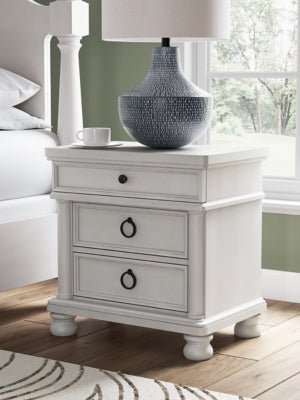 Rowlenstown Nightstand - White Nightstand w/ Charging Station modern furniture Contempo Furniture