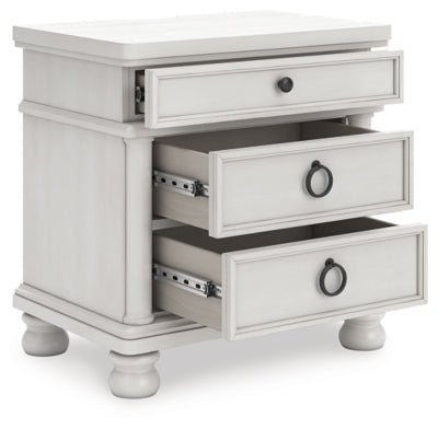 Rowlenstown Nightstand - White Nightstand w/ Charging Station modern furniture Contempo Furniture