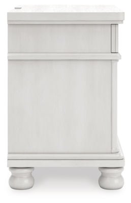 Rowlenstown Nightstand - White Nightstand w/ Charging Station modern furniture Contempo Furniture