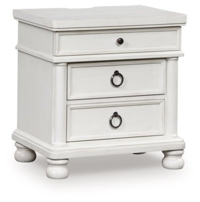 Rowlenstown Nightstand - White Nightstand w/ Charging Station modern furniture Contempo Furniture