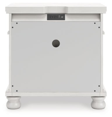Rowlenstown Nightstand - White Nightstand w/ Charging Station modern furniture Contempo Furniture
