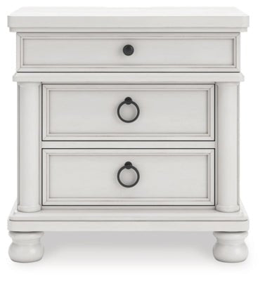 Rowlenstown Nightstand - White Nightstand w/ Charging Station modern furniture Contempo Furniture