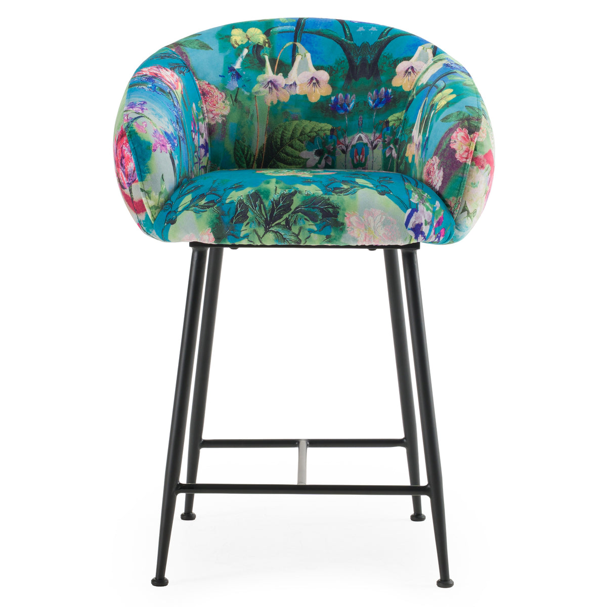 Roxann - Modern Counter Stool in Funky Velvet - View 2