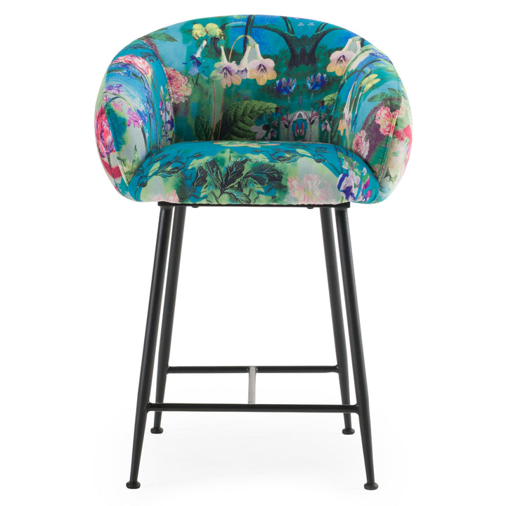 Roxann - Modern Counter Stool in Funky Velvet - View 2