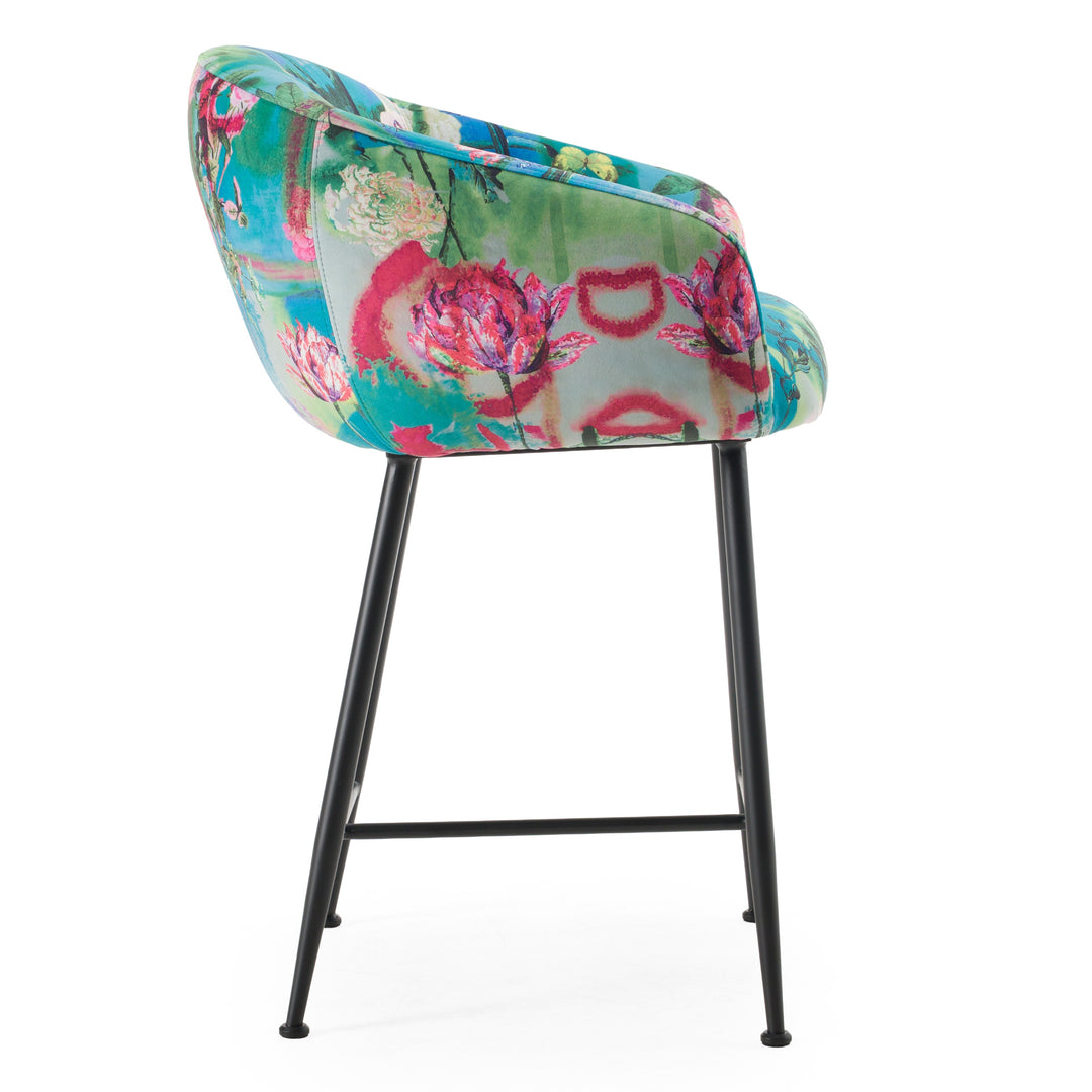 Roxann  Modern Counter Stool in Funky Velvet