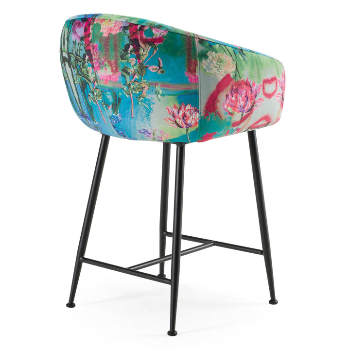 Roxann - Modern Counter Stool in Funky Velvet