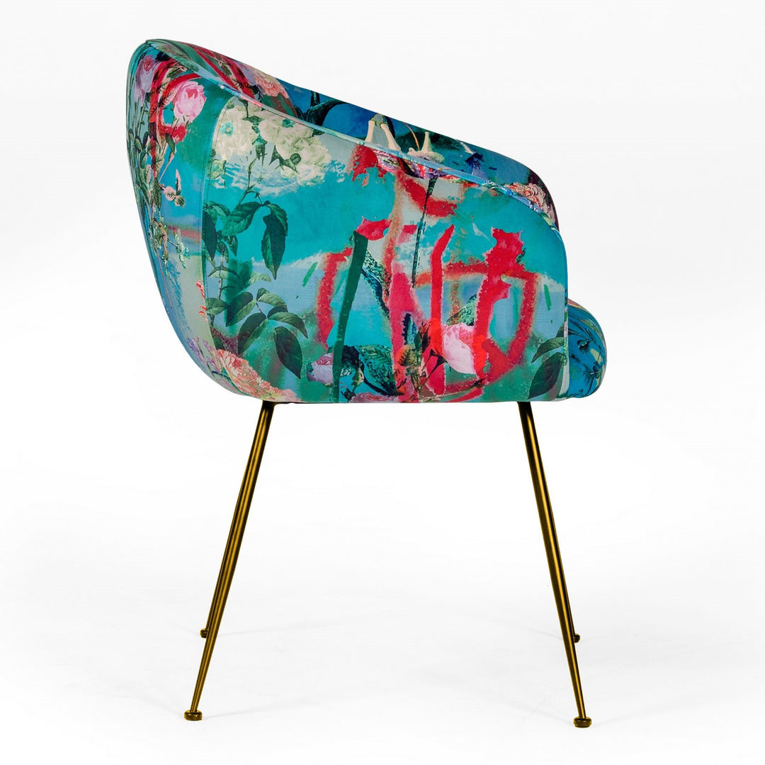 Roxann - Contemporary Floral Velvet Gold Dining Chair