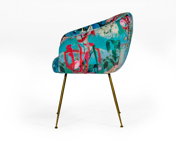 Roxann  Contemporary Floral Velvet Gold Dining Chair