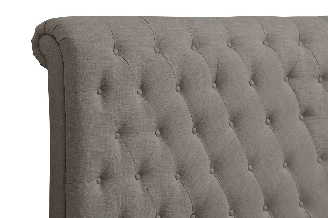 Royal Tufted Upholstered Headboard in Dolphin Linen Headboard modern furniture Contempo Furniture