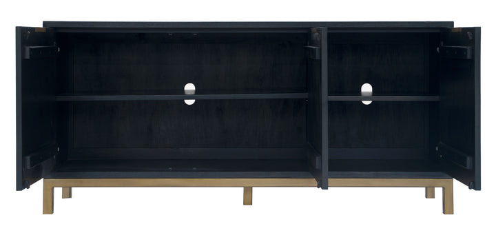 Modus Furniture 8Zu578 Kentfield 3 Door Sideboard In Black Drift Oak And Brass