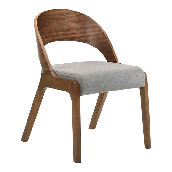 Runyon Modern Walnut &amp; Grey Fabric Dining Chair (Set of 2)