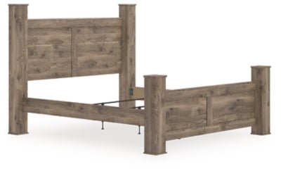 Rusticott King Poster Bed - Light Brown Poster Bed modern furniture Contempo Furniture