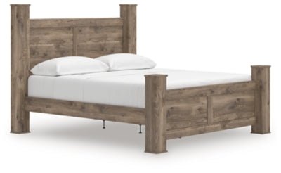 Rusticott King Poster Bed - Light Brown Poster Bed modern furniture Contempo Furniture