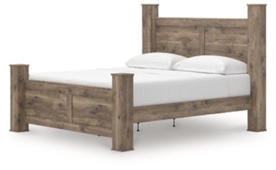 Rusticott King Poster Bed - Light Brown Poster Bed modern furniture Contempo Furniture
