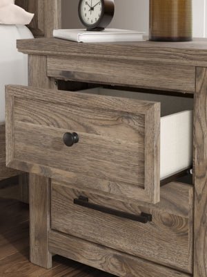 Rusticott Nightstand - Light Brown Nightstand w/ Charging Station modern furniture Contempo Furniture