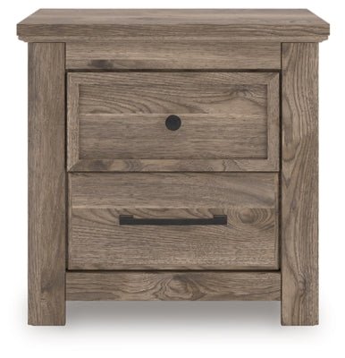 Rusticott Nightstand - Light Brown Nightstand w/ Charging Station modern furniture Contempo Furniture
