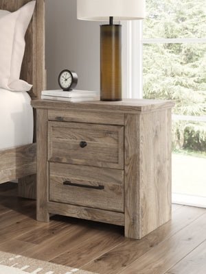 Rusticott Nightstand - Light Brown Nightstand w/ Charging Station modern furniture Contempo Furniture