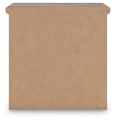 Rusticott Nightstand - Light Brown Nightstand w/ Charging Station modern furniture Contempo Furniture