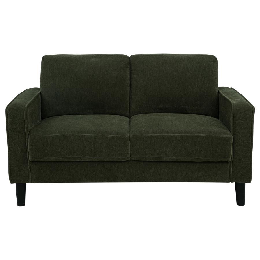 Ruth - 2 Piece Fabric Upholstered Track Arm Sofa - Matcha Green Stationary Sofa & Loveseat modern furniture Contempo Furniture