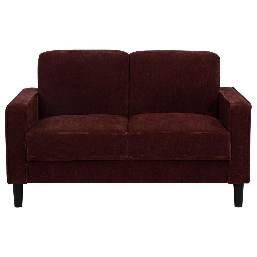 Ruth - 2 Piece Fabric Upholstered Track Arm Sofa - Rust Red Stationary Sofa & Loveseat modern furniture Contempo Furniture