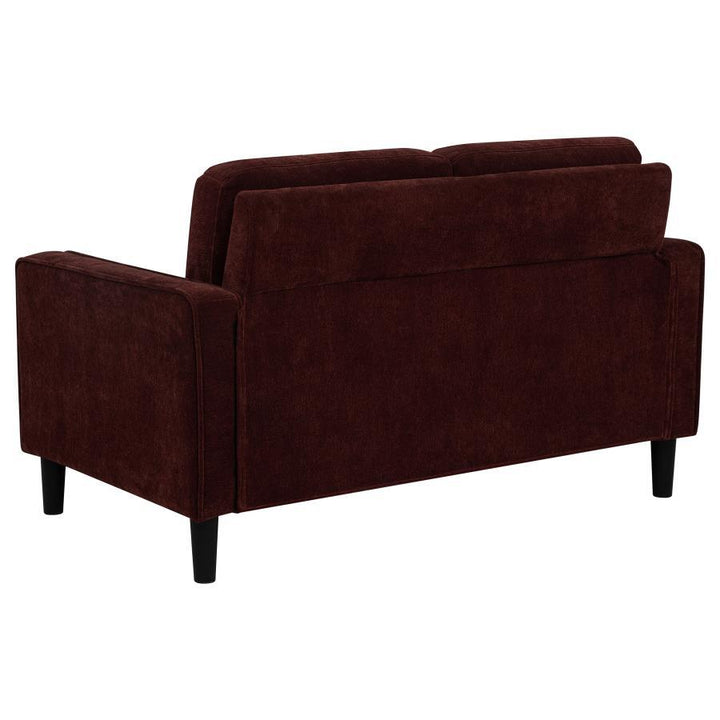 Ruth - 2 Piece Fabric Upholstered Track Arm Sofa - Rust Red Stationary Sofa &amp; Loveseat modern furniture Contempo Furniture