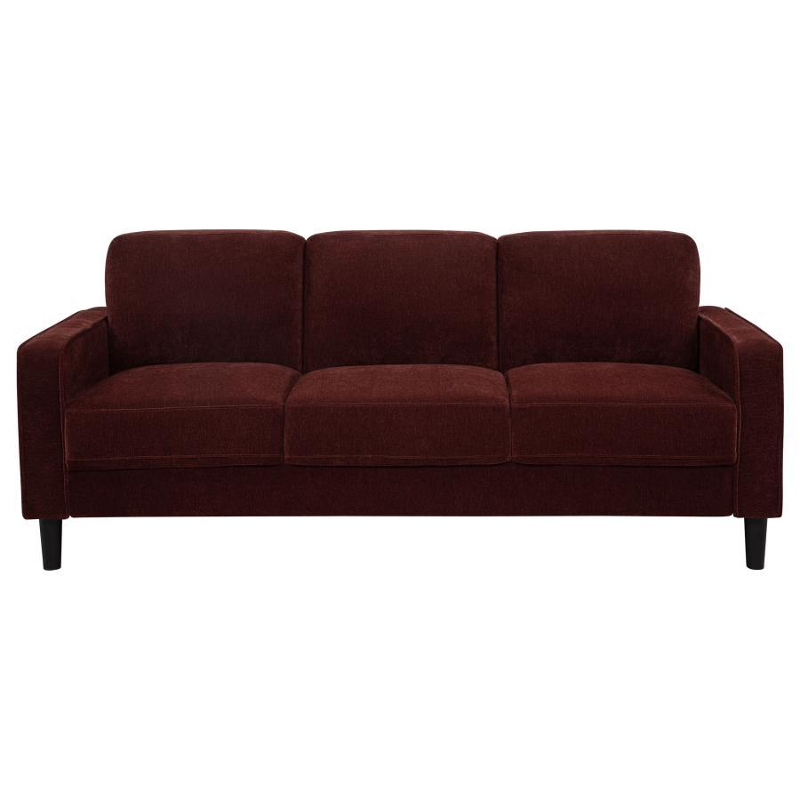 Ruth - 2 Piece Fabric Upholstered Track Arm Sofa - Rust Red Stationary Sofa & Loveseat modern furniture Contempo Furniture