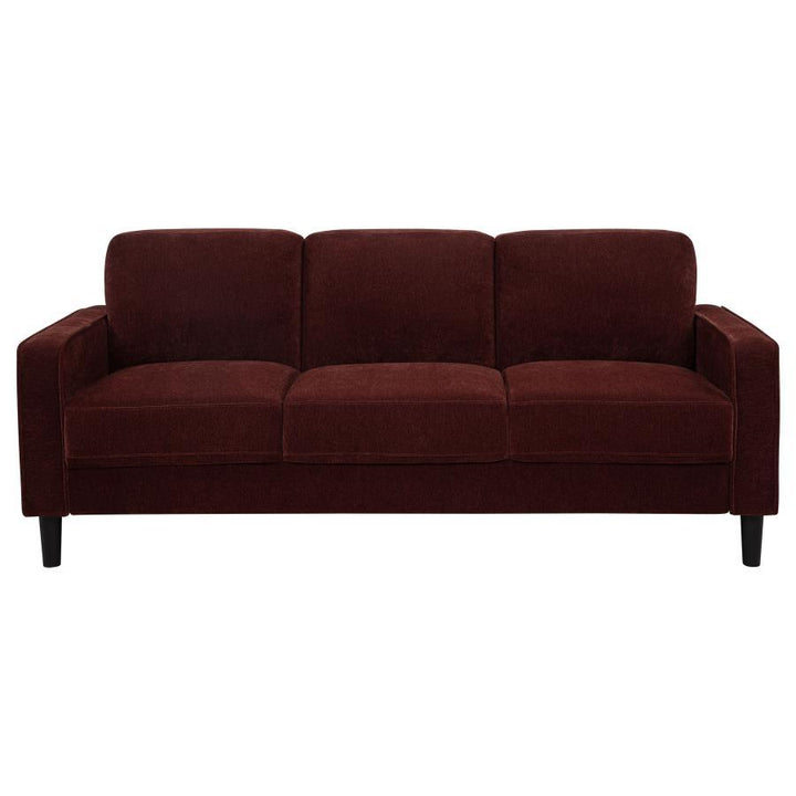 Ruth - 2 Piece Fabric Upholstered Track Arm Sofa - Rust Red Stationary Sofa &amp; Loveseat modern furniture Contempo Furniture