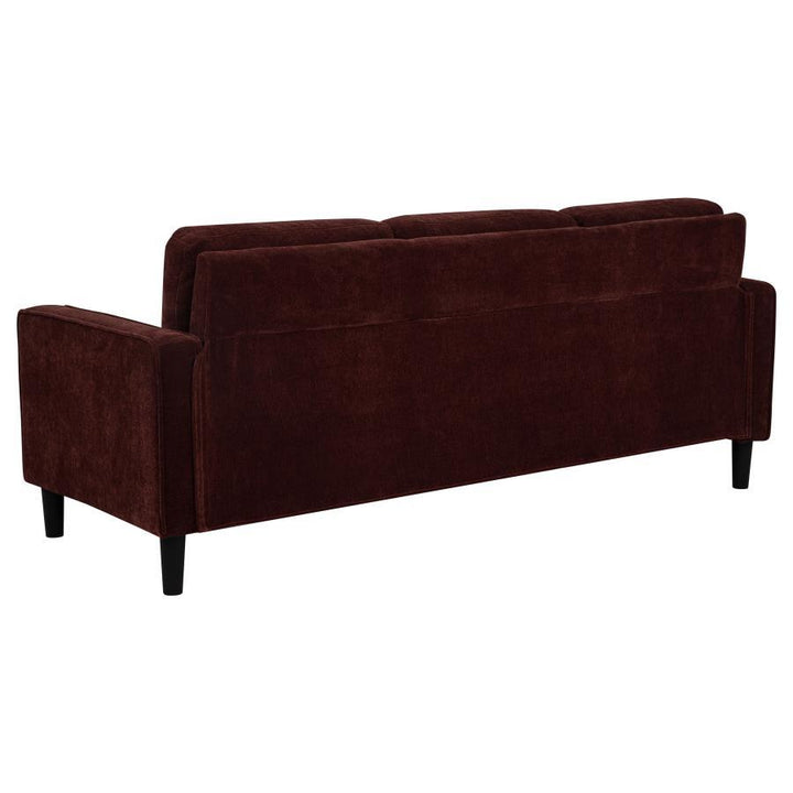 Ruth - 2 Piece Fabric Upholstered Track Arm Sofa - Rust Red Stationary Sofa &amp; Loveseat modern furniture Contempo Furniture