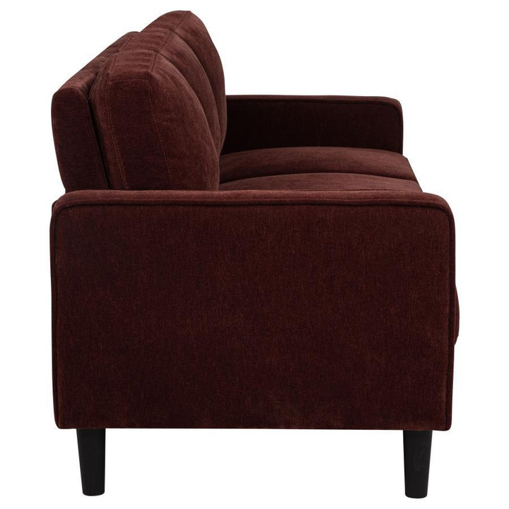 Ruth - 2 Piece Fabric Upholstered Track Arm Sofa - Rust Red Stationary Sofa &amp; Loveseat modern furniture Contempo Furniture