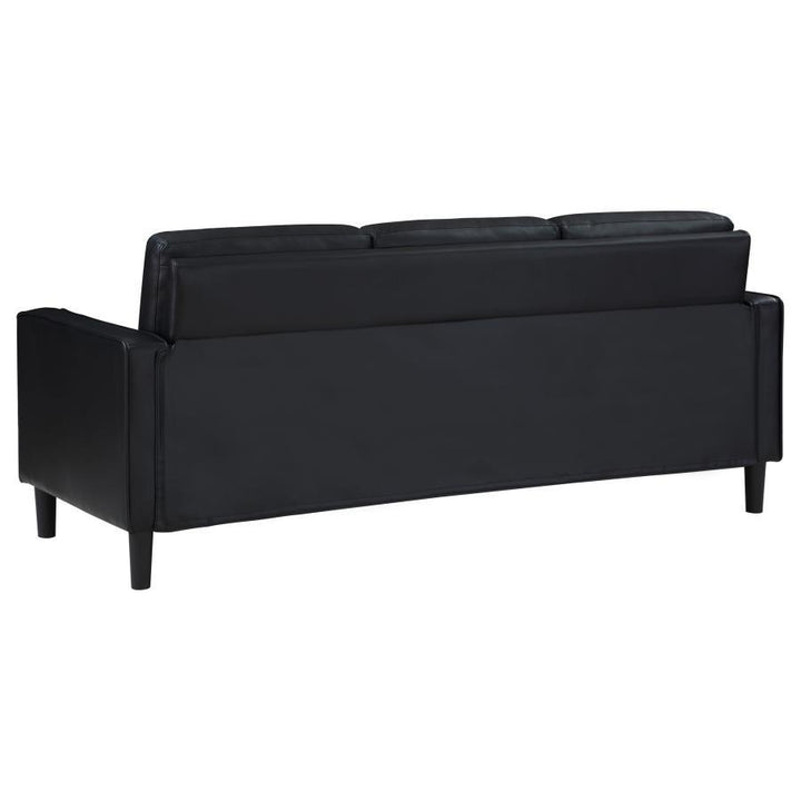 Ruth - 2 Piece Upholstered Track Arm Sofa Set - Black Stationary Sofa &amp; Loveseat modern furniture Contempo Furniture