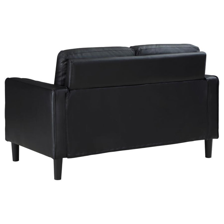 Ruth - 2 Piece Upholstered Track Arm Sofa Set - Black Stationary Sofa &amp; Loveseat modern furniture Contempo Furniture