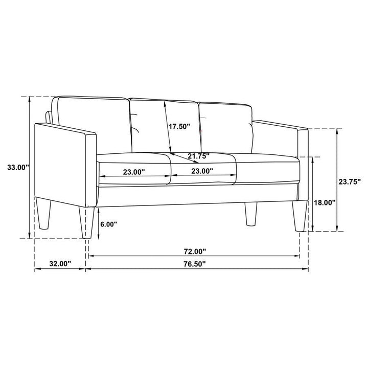 Ruth - 2 Piece Upholstered Track Arm Sofa Set - Black Stationary Sofa &amp; Loveseat modern furniture Contempo Furniture