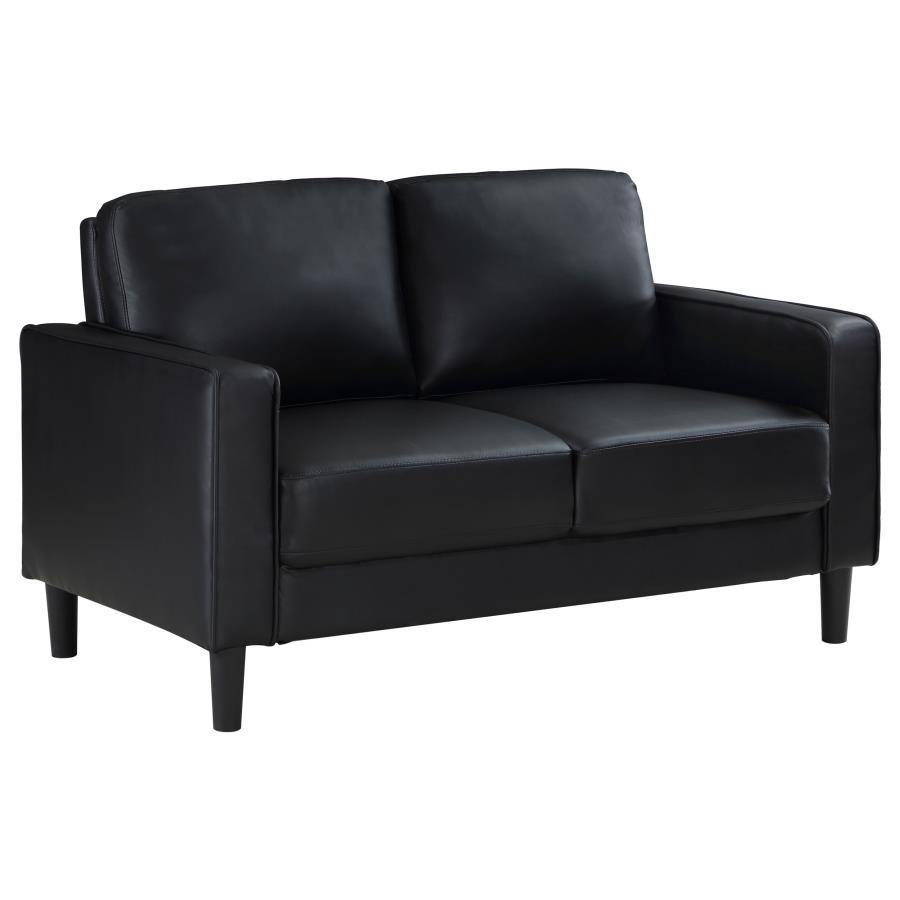 Ruth - 2 Piece Upholstered Track Arm Sofa Set - Black Stationary Sofa & Loveseat modern furniture Contempo Furniture