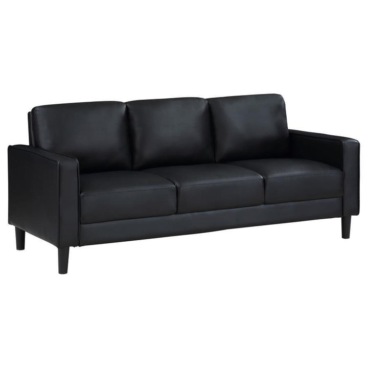 Ruth - 2 Piece Upholstered Track Arm Sofa Set - Black Stationary Sofa &amp; Loveseat modern furniture Contempo Furniture