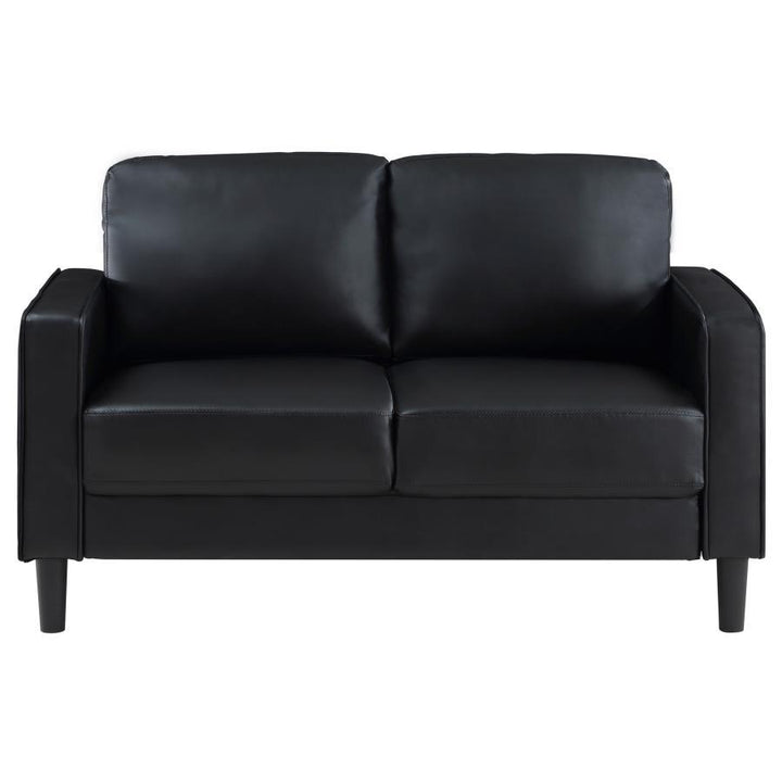 Ruth - 2 Piece Upholstered Track Arm Sofa Set - Black Stationary Sofa &amp; Loveseat modern furniture Contempo Furniture