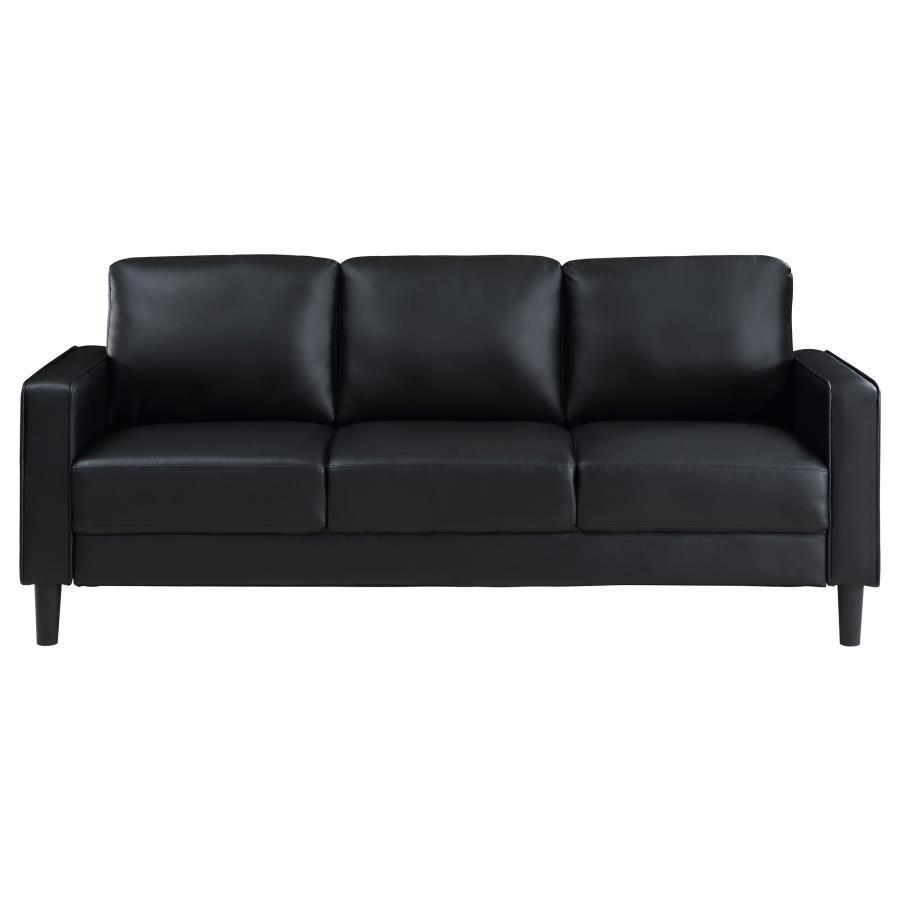 Ruth - 2 Piece Upholstered Track Arm Sofa Set - Black Stationary Sofa & Loveseat modern furniture Contempo Furniture