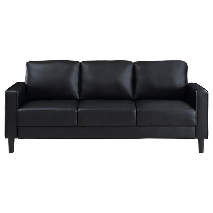 Ruth - 2 Piece Upholstered Track Arm Sofa Set - Black Stationary Sofa &amp; Loveseat modern furniture Contempo Furniture
