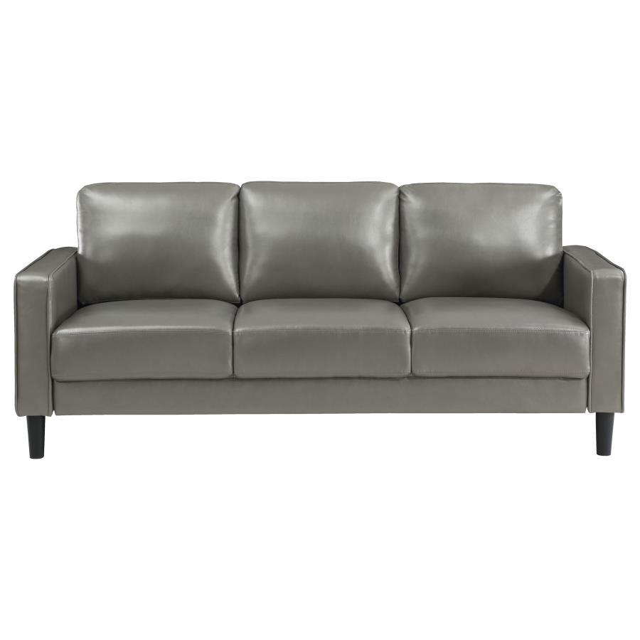Ruth - 2 Piece Upholstered Track Arm Sofa Set - Gray Stationary Sofa & Loveseat modern furniture Contempo Furniture