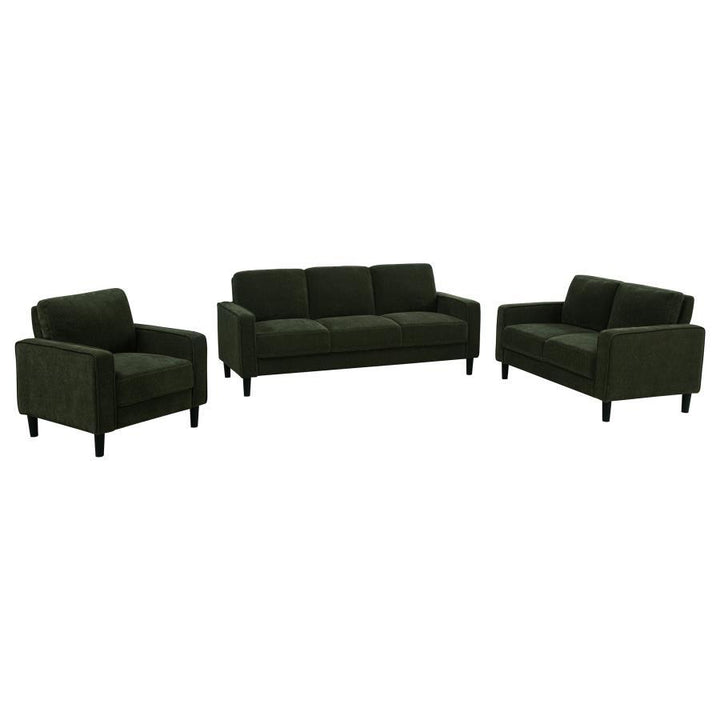 Ruth - 3 Piece Fabric Upholstered Track Arm Sofa - Matcha Green 3 - Piece Living Room Set modern furniture Contempo Furniture