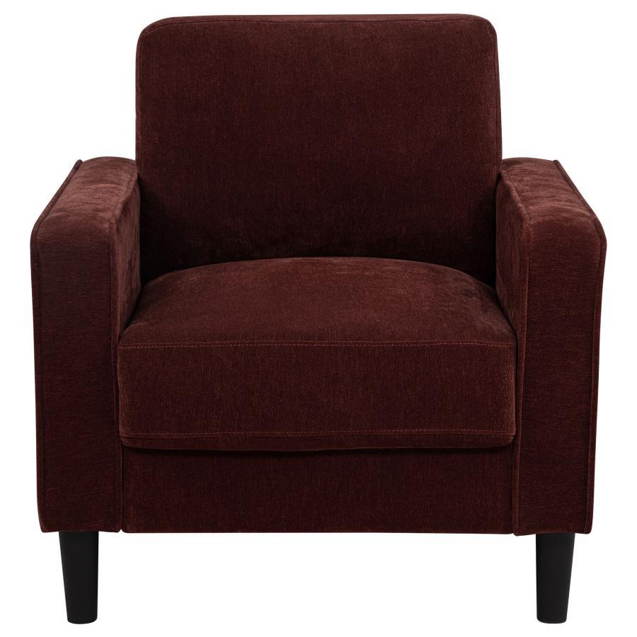 Ruth - 3 Piece Fabric Upholstered Track Arm Sofa - Rust Red 3 - Piece Living Room Set modern furniture Contempo Furniture
