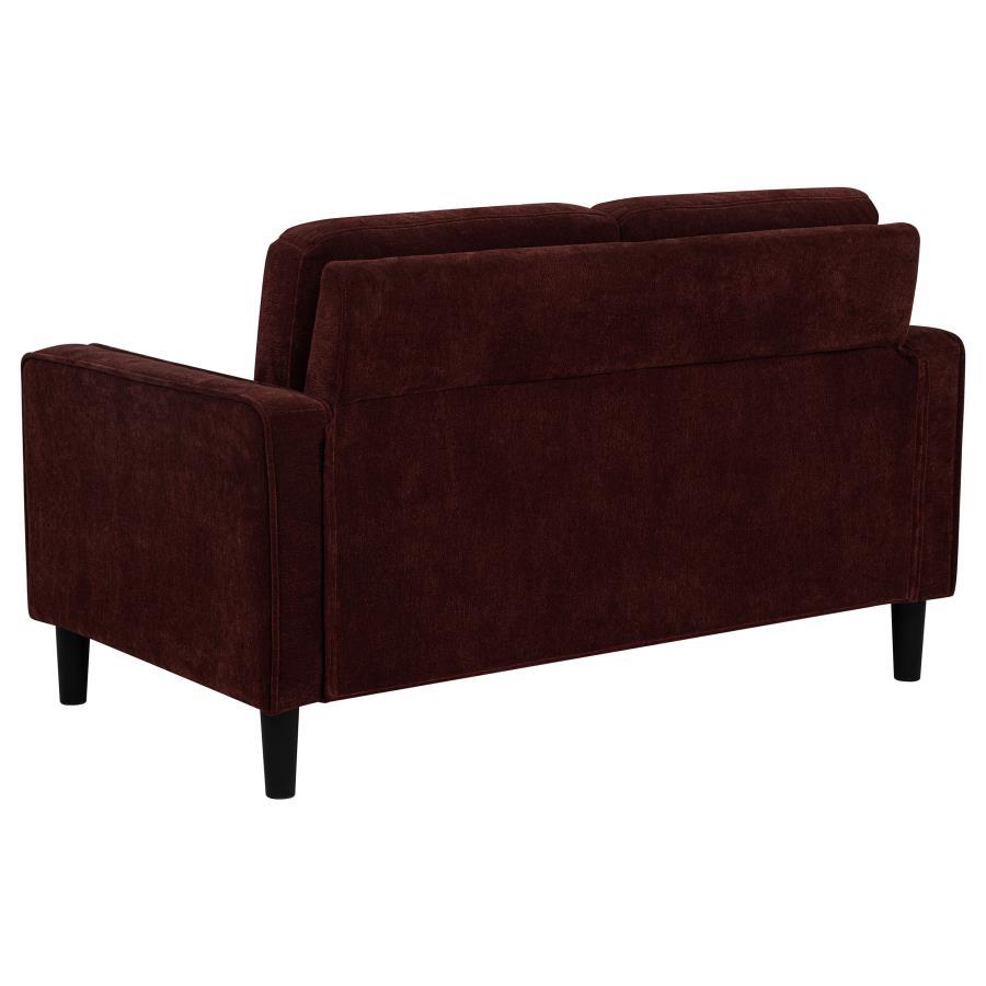 Ruth - 3 Piece Fabric Upholstered Track Arm Sofa - Rust Red 3 - Piece Living Room Set modern furniture Contempo Furniture