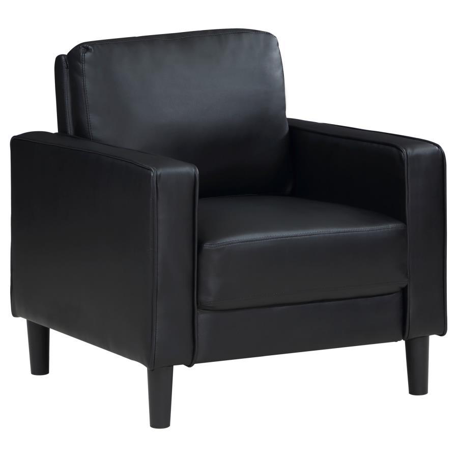 Ruth - 3 Piece Upholstered Track Arm Sofa Set - Black 3 - Piece Living Room Set modern furniture Contempo Furniture